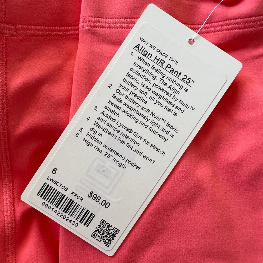 Lululemon Align High-Rise Pant 25" (Raspberry Cream, size 6)